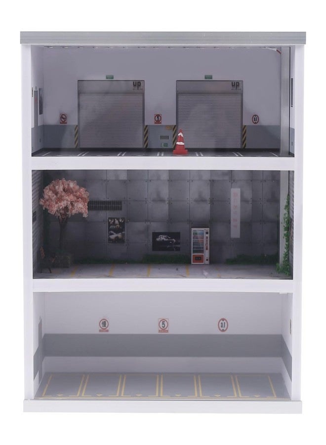 JAYEUW 1/64 Car Model Display Case with Parking Lot Scene Toy Model Car Display with LED Lights (1:64 Scale, 16 Parking Spaces) - Image 4
